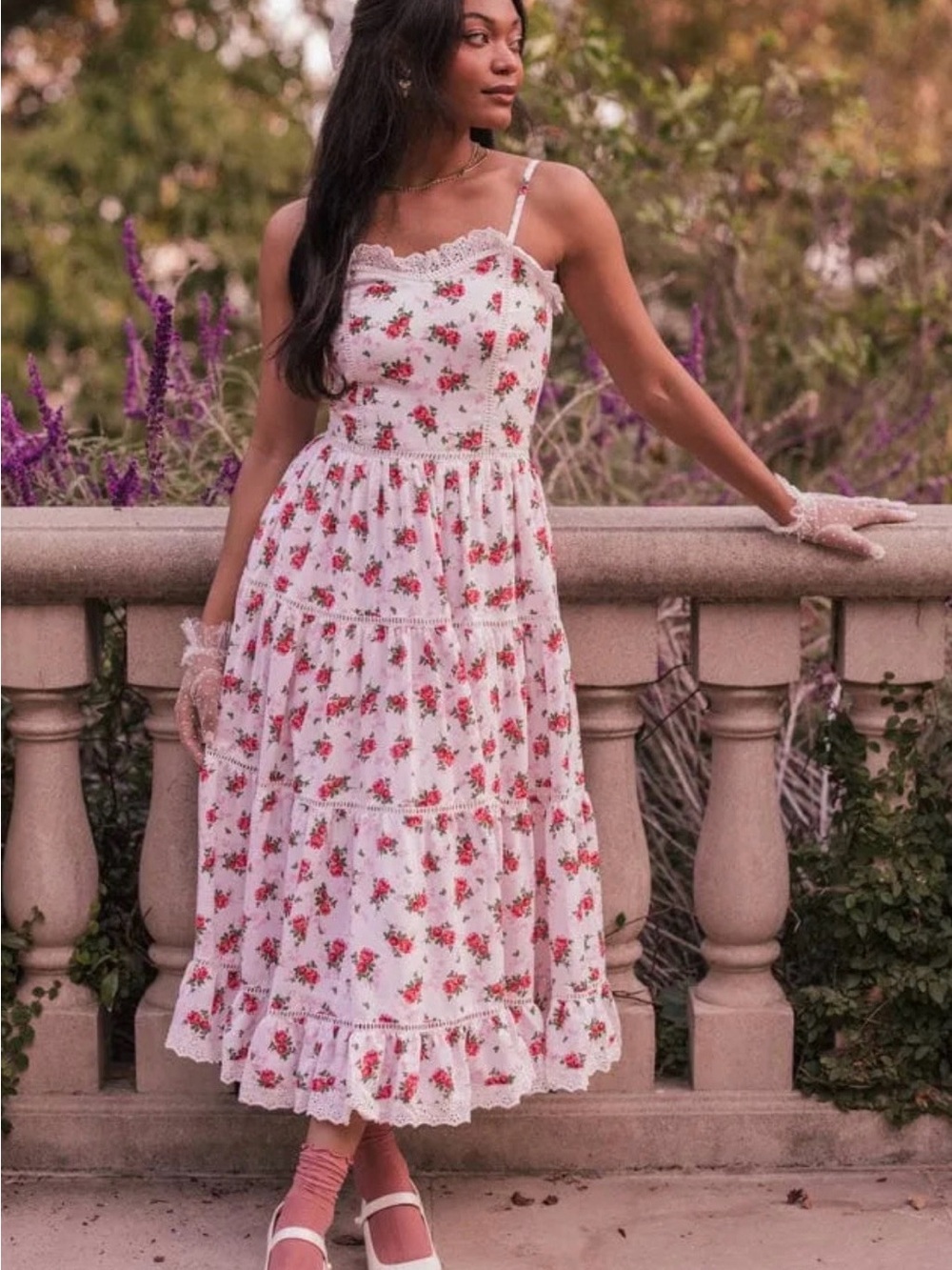 JessaKae Madeline Floral Midi Dress with Rose Print